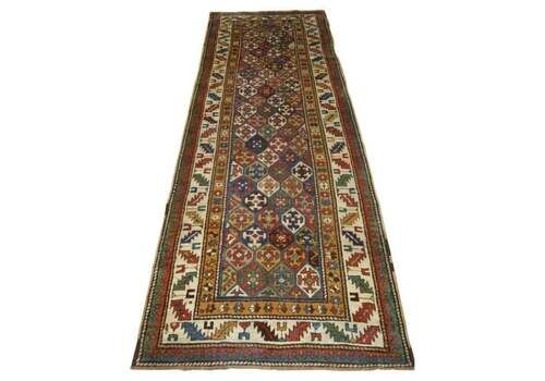 Antique Caucasian Shirvan Runner With Lattice Design, Circa 1880