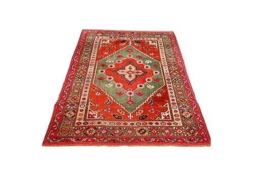 Antique Turkish Dazkiri Village Rug With Green Ground, Circa 1900