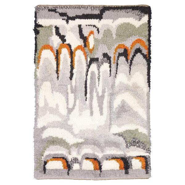 Rya Rug Shaggy Abstract Design With Multi Tone