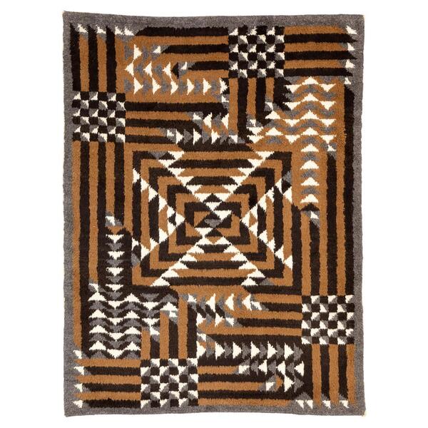 Art Deco European Rug With Checkerboard And Labyrinth Design, 1920 1950