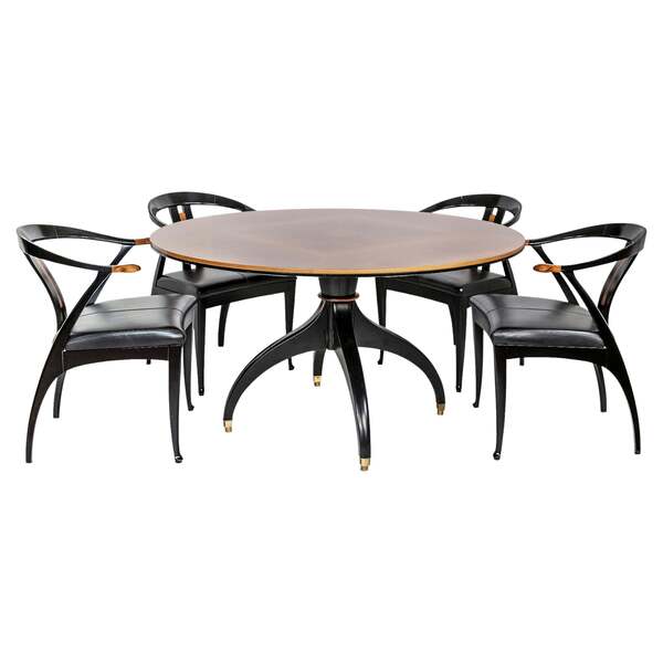 Italian Midcentury Set Of Giorgetti Dining Table With Chairs From 1980s