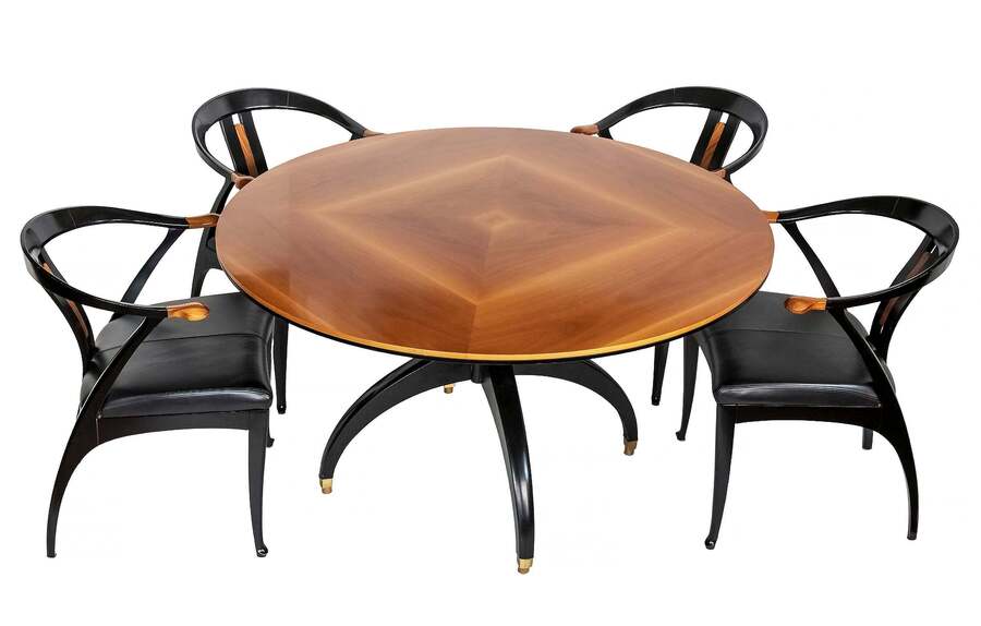Italian Midcentury Set Of Giorgetti Dining Table With Chairs From 1980s photo furniture