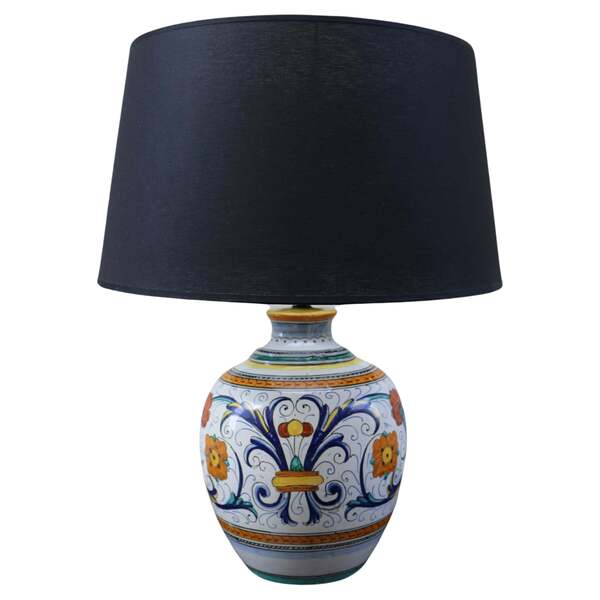 Italian Table Lamp In Ceramic With Flower Decor