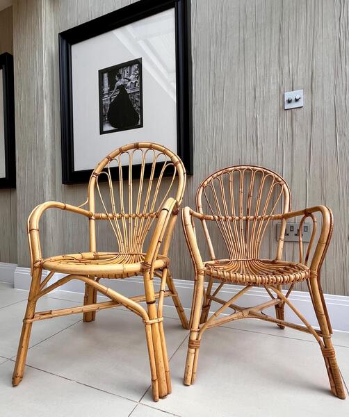 His Hers Vintage Bamboo Chairs – 1970s Boho Chic Vinterior