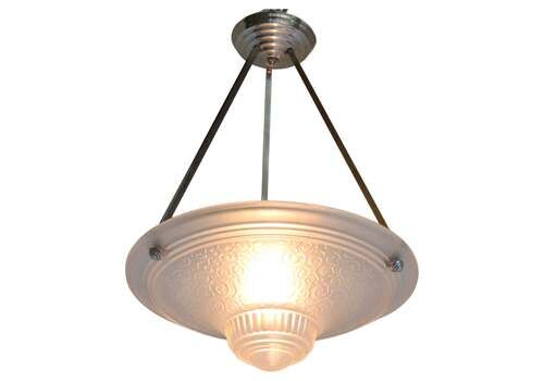 French Art Deco Chandelier By Muller Freres Luneville 1930 Pendant / Flush Mount