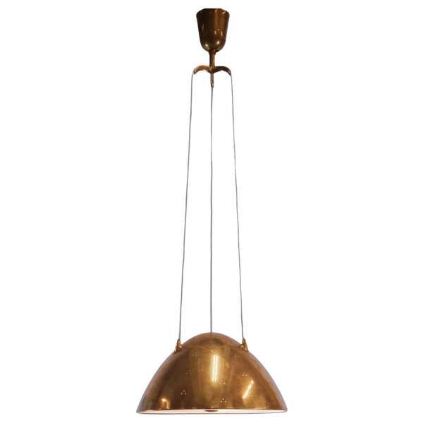 Paavo Tynell "Trinity" Pendant Model 1959, Hand Hammered Brass, Taito 1950s