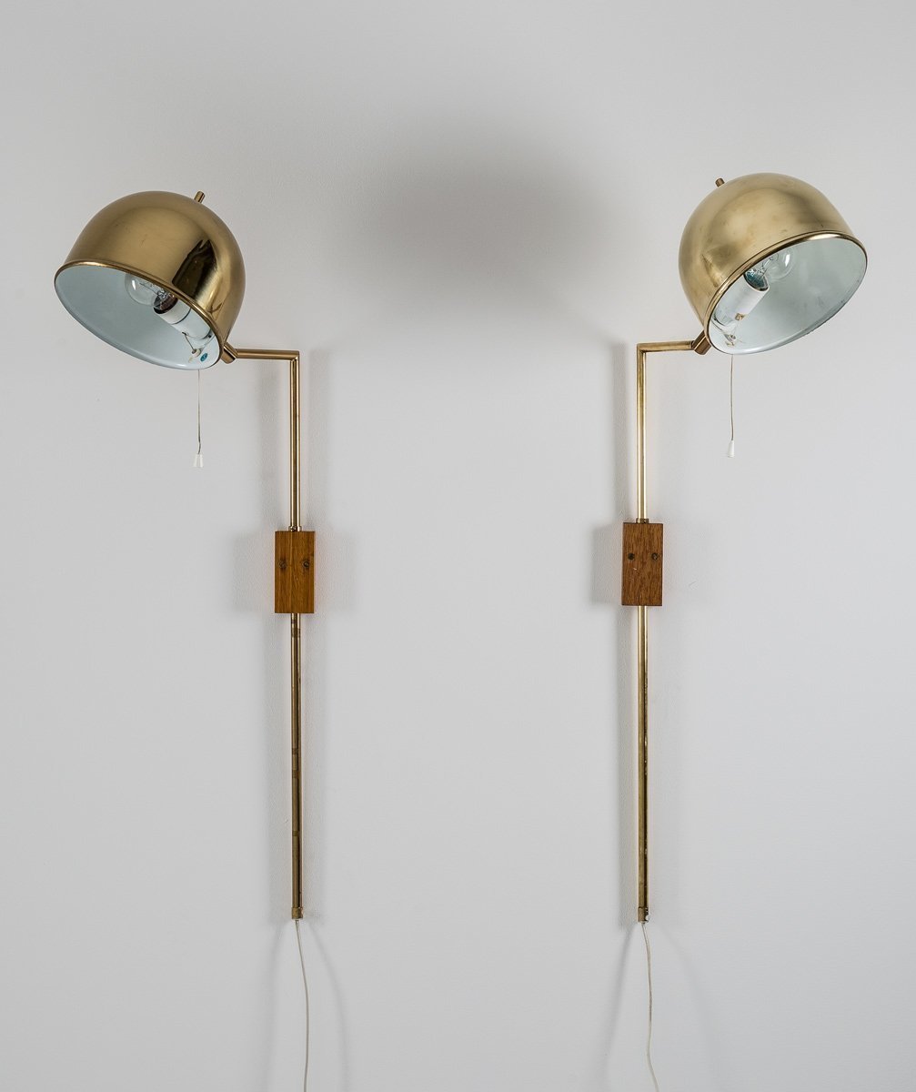 V 75 Brass Wall Lights By Eje Ahlgren For Bergboms Set Of 2 Eje