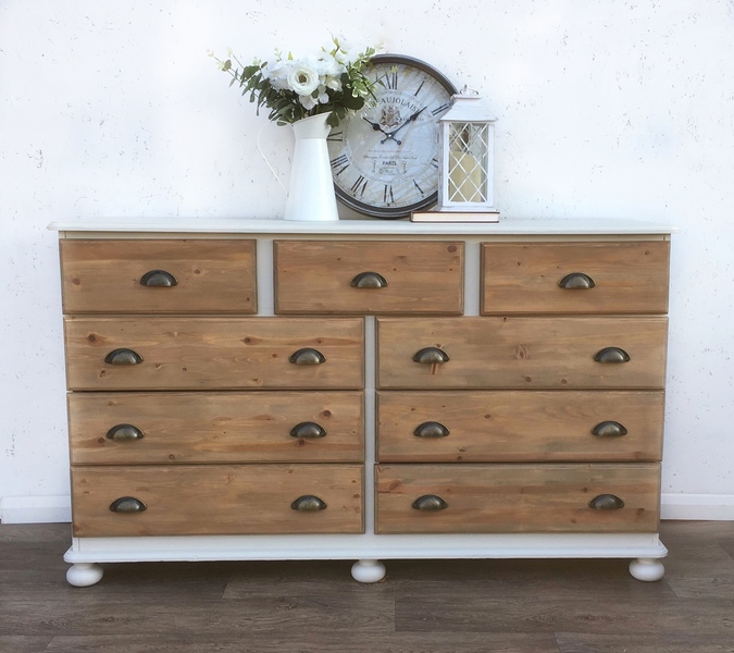 Hand Painted Pine Merchants Chest Of Drawers Vinterior