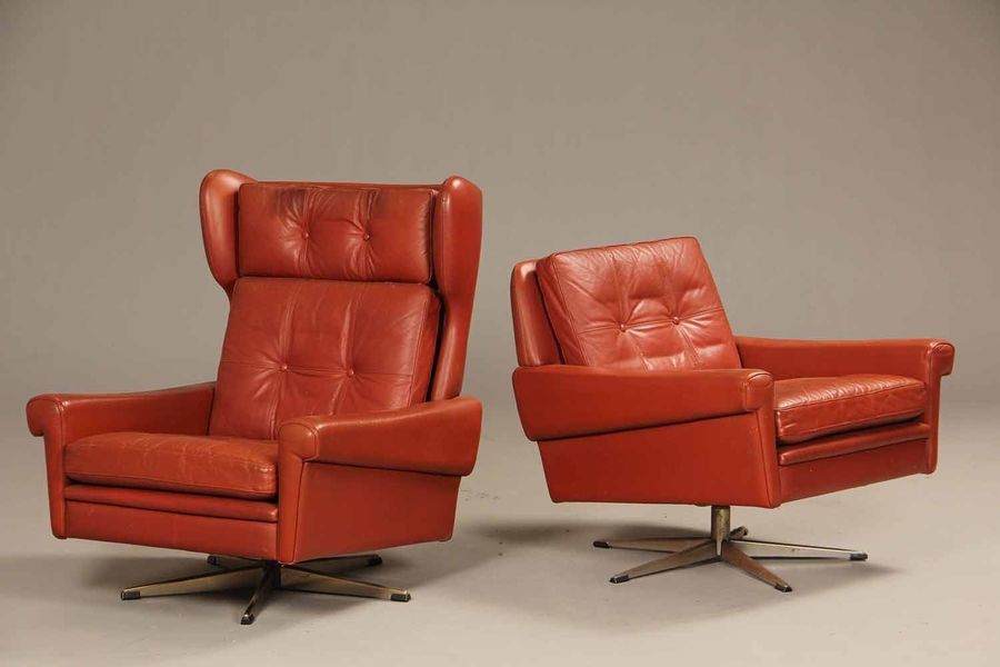 Vintage Retro Danish Skipper Leather Lounge Swivel Chair ...