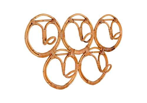 Midcentury Coat Rack By Albini And Helg In Rattan, Bamboo And Wicker, Italy 