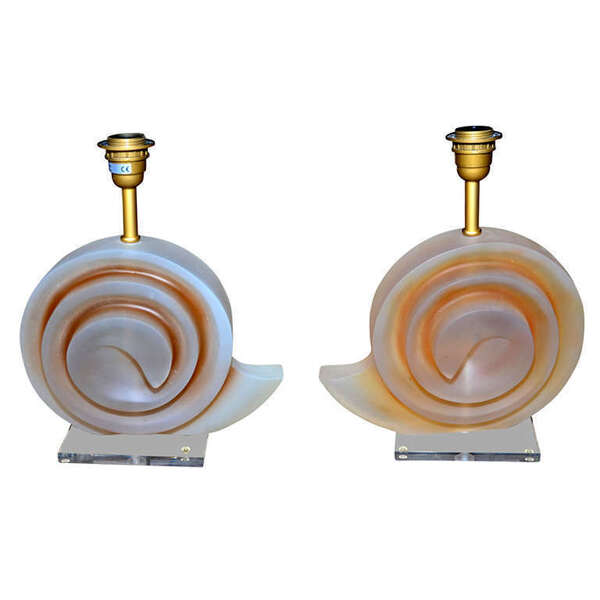 Pair Of Resin Shell Lamps
