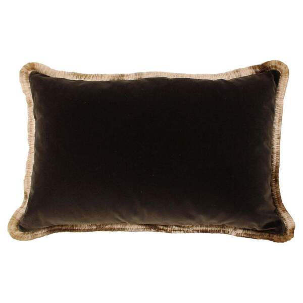 Velvet Cushion In Cotton With Double Tinsel Trim And Linen Back