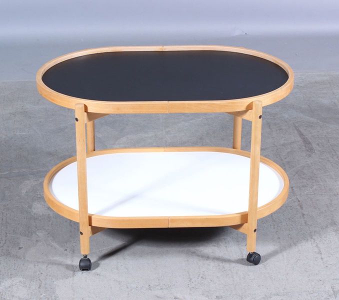 Danish Modernist Oval Beech Tray Trolley By Hans Bølling For Torben ørskov, 1970s