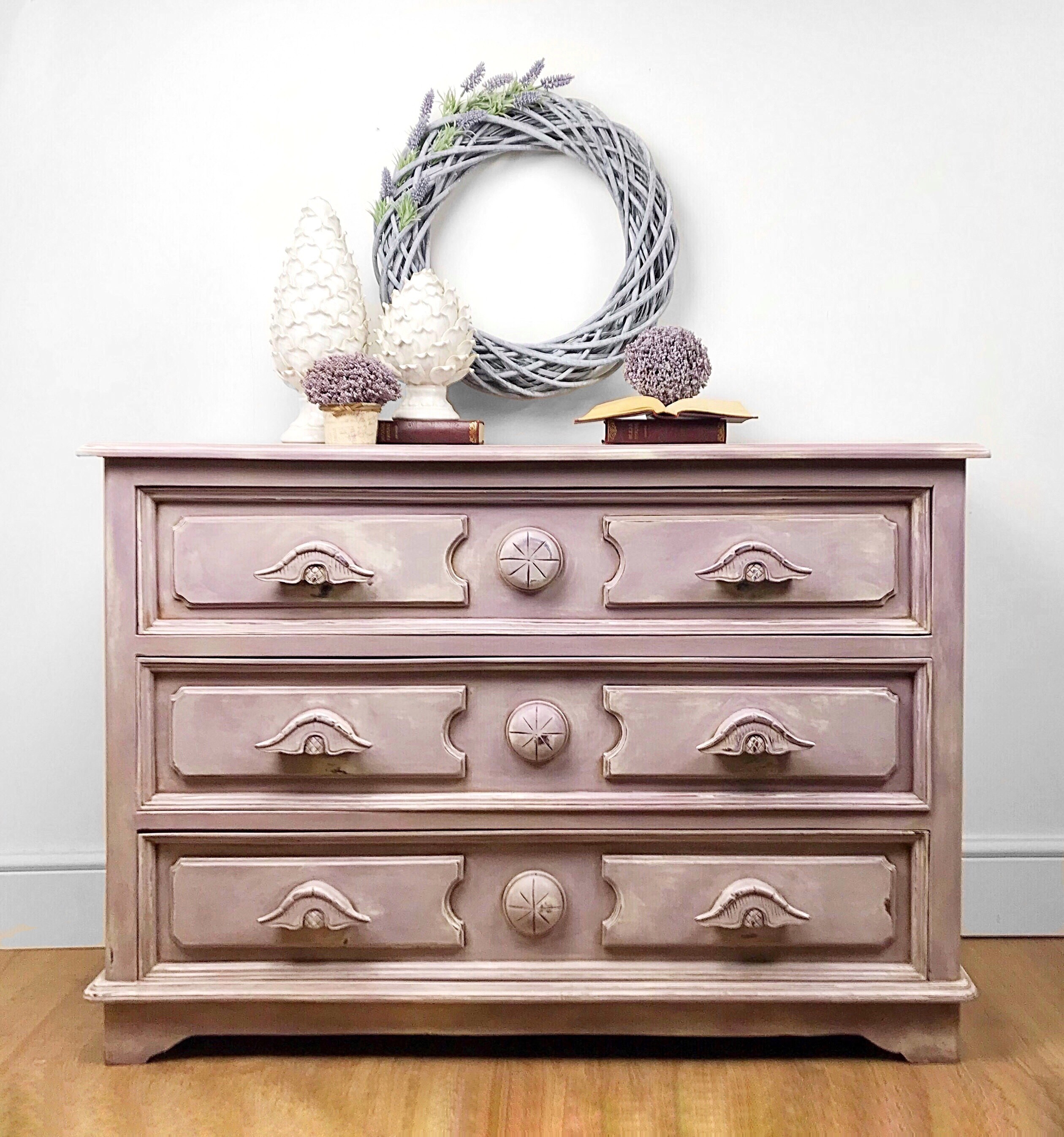 Pink Purple Off White Chest Of Drawers N A Vinterior