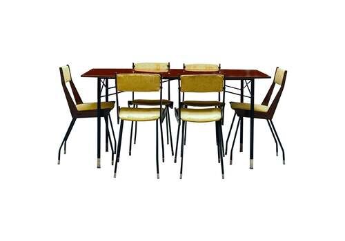 Rb Rossana Set Of Six Chairs With Dining Table, Italy 1950s