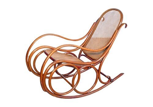Gebrüder Thonet Rocking Chair Mod. 4, Made Of Bentwood And Straw. Late 19th Cent.