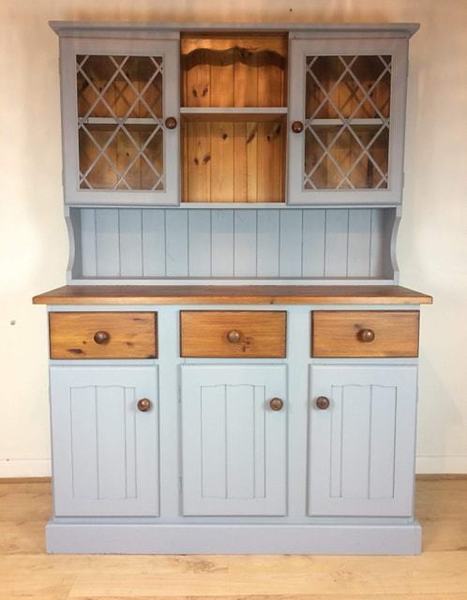 Farmhouse Country Rustic Kitchen Pine Solid Welsh Dresser Cabinet Sideboard With Shelving Hand Painted In Fusion Mineral Paint Upcycled Art Of Furniture Vinterior Welsh Dresser Cabinet Sideboard