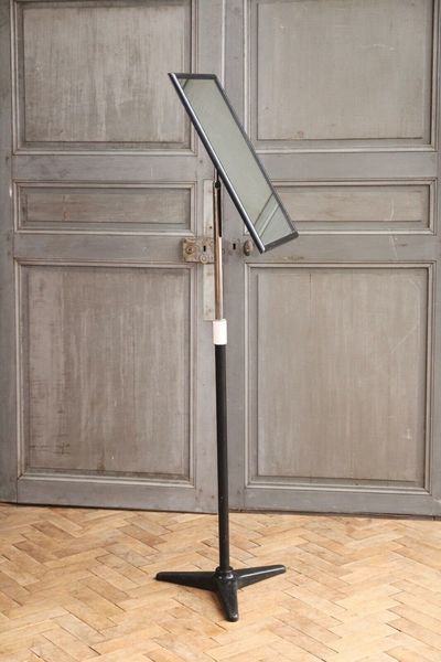 Vintage Black Barbers Floor Standing Mirror Mid Century
