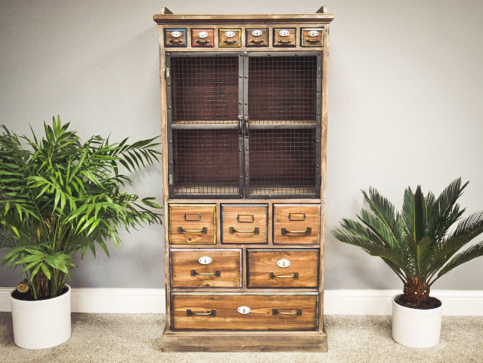 Vintage Style Tall Storage Cabinet With Drawers Cupboards Apothecary Medicine Vintage Style Tall Storage Cabinet With Drawers Cupboards Apothecary Medicine