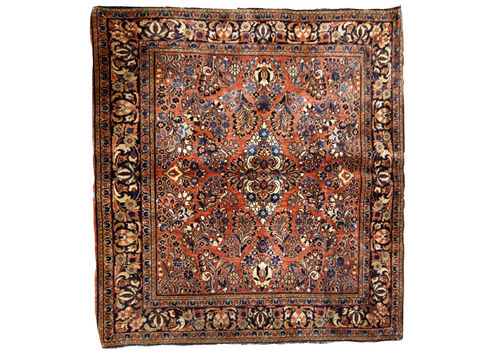 Handmade Antique Persian Sarouk Square Rug 4.1