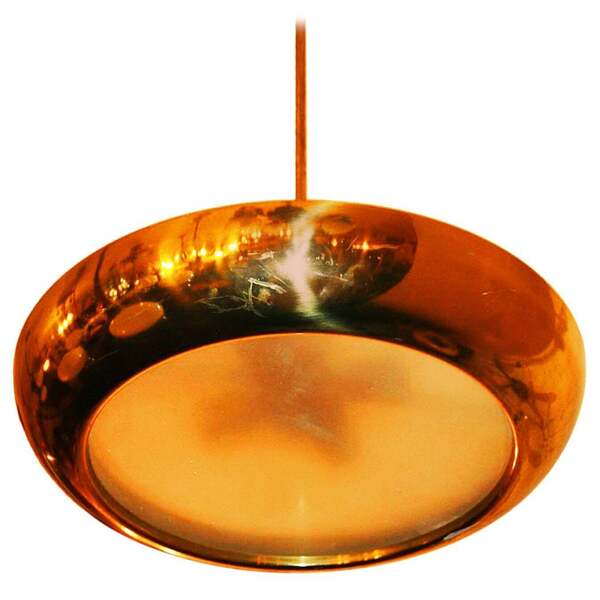 Bauhaus Functionalism Copper Pendant By Josef Hurka For Napako