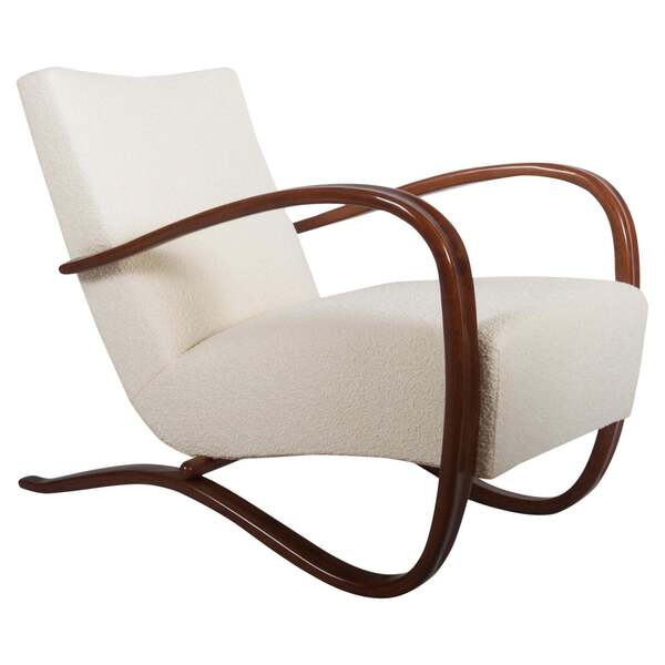 Art Deco Thonet H269 Armchair Boucé Fabric By Jindrich Halabala