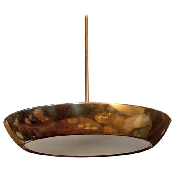 Large Bauhaus Functionalism Copper Plated Pendant By Josef Hurka For Napako