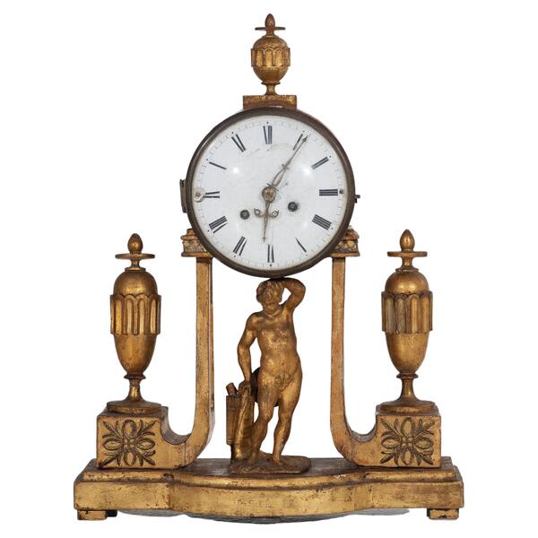 Gustavian Clock In Original Gilt, Circa 1790