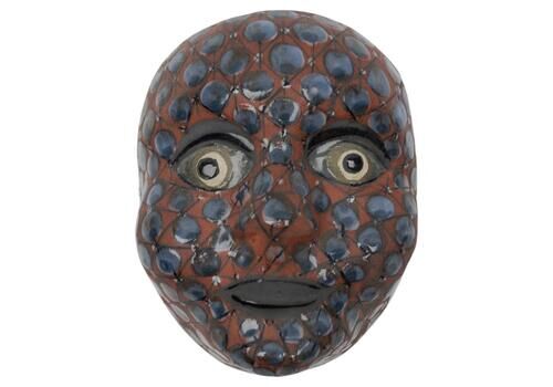 Mid Century Modern Handmade Wall Ceramic Mask By Dybdahl, 1960s Denmark