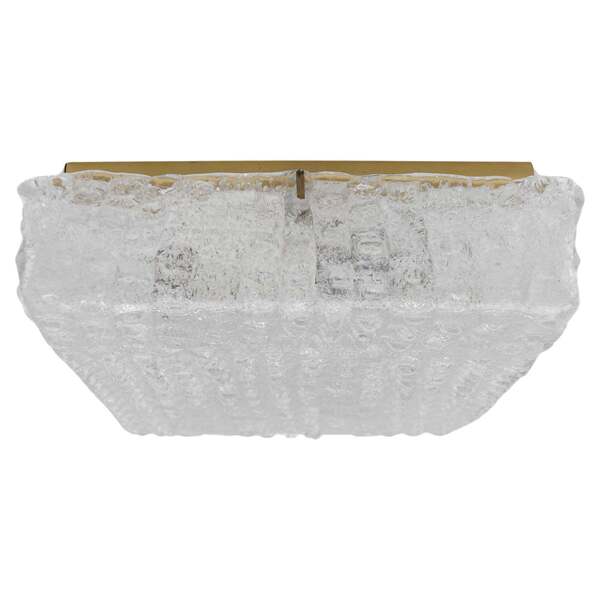 Murano Glass Flush Mount Lamp With Crocodile Skin Surface Texture By Hillebrand