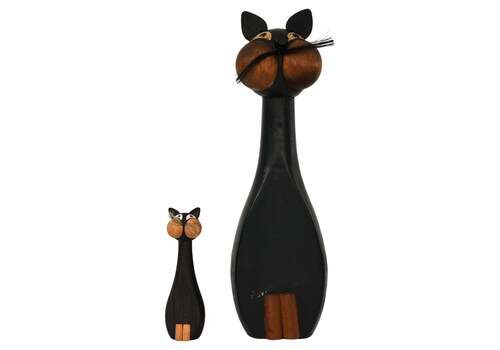Pair Of Cats In Black Lacquered Wood By Laurids Lønborg, 1960
