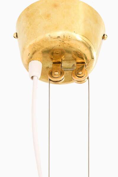 Ceiling Lamp In Brass And Glass By Paavo Tynell, 1950's photo Lighting
