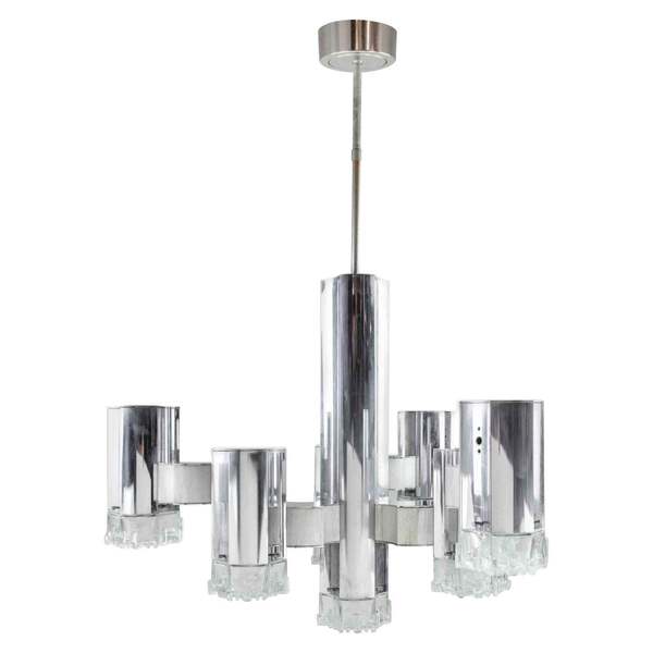 "Modernist" Chandelier Attr. To Gaetano Sciolari, 1970s