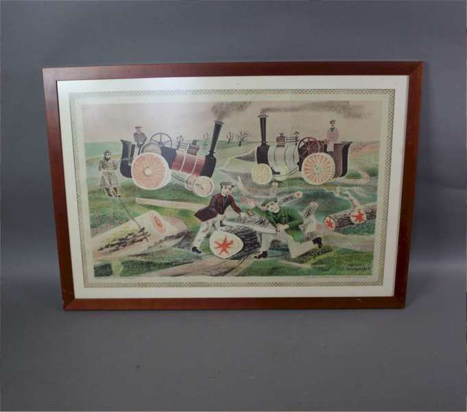 1940s School Print "Tree Fellers" By Michael Rothenstein