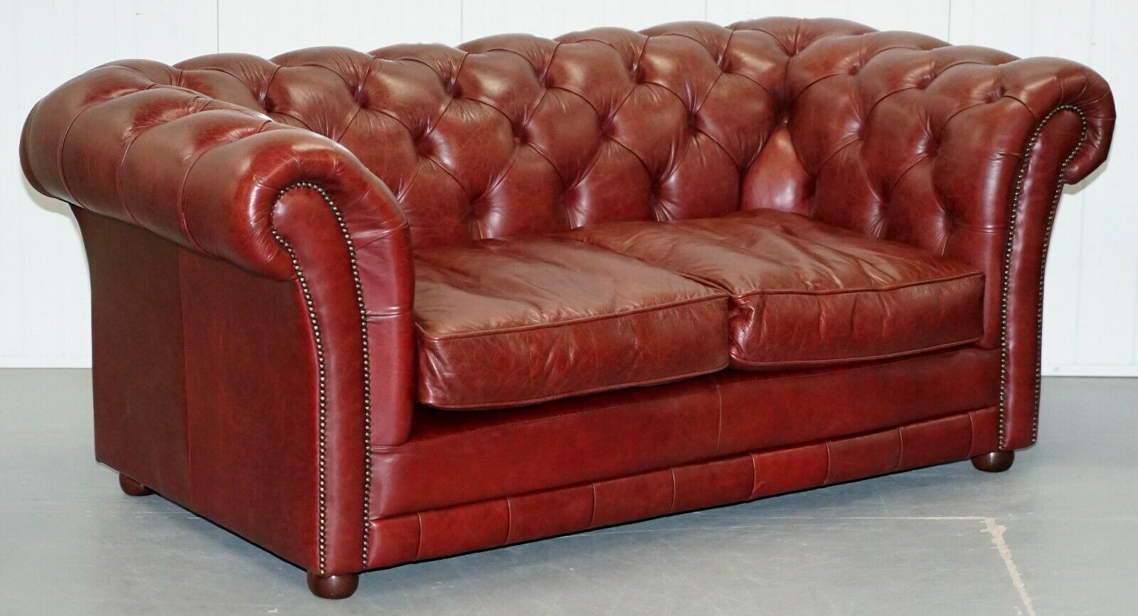 Tetrad England Reddish Brown Leather Chesterfield Sofa Part Of Suite