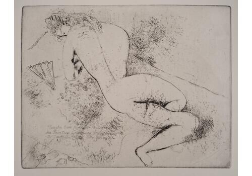 Marc Chagalltall Nude With A Fan   Original Etching (Kornfeld #39), 19241924