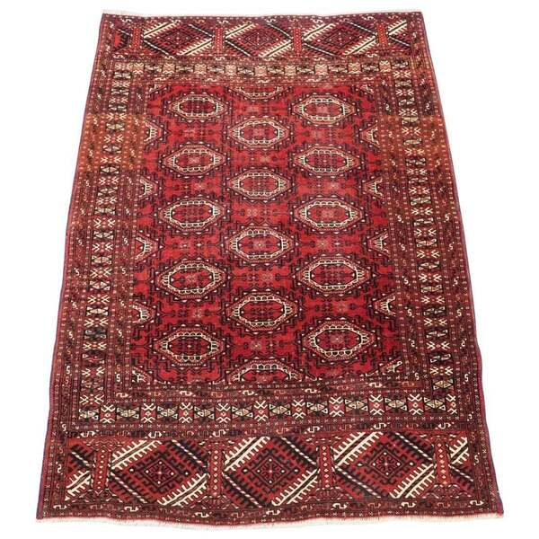 Old Yomut Turkmen Rug With Octagonal Gul Design, Circa 1920/30