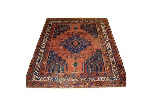 Antique Afshar Neriz Rug With Vase Design And Floral Spray