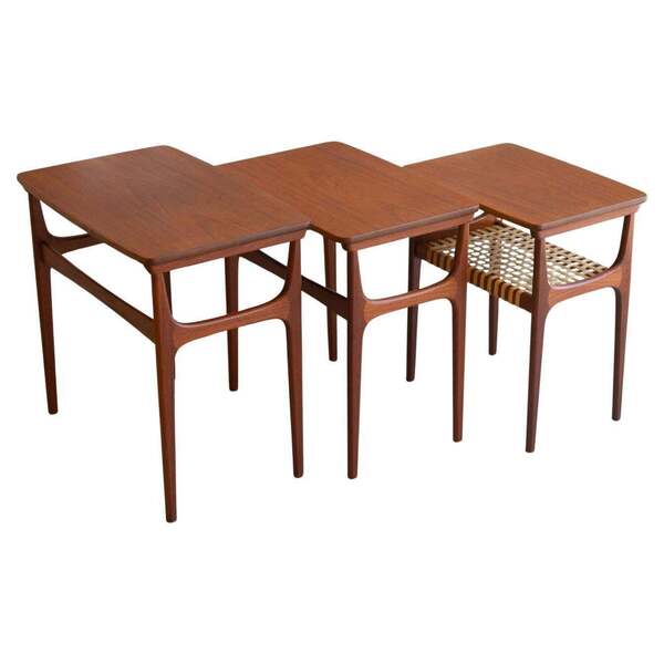 Vintage Danish Teak Nesting Tables By Erling Torvits For Heltborg Møbler 1950s.