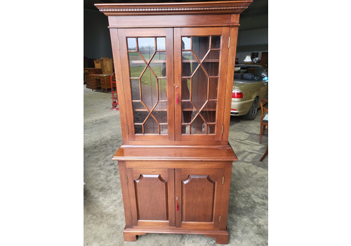 Antique Repro Small Glazed Bookcase Cabinet Cupboard Shelves