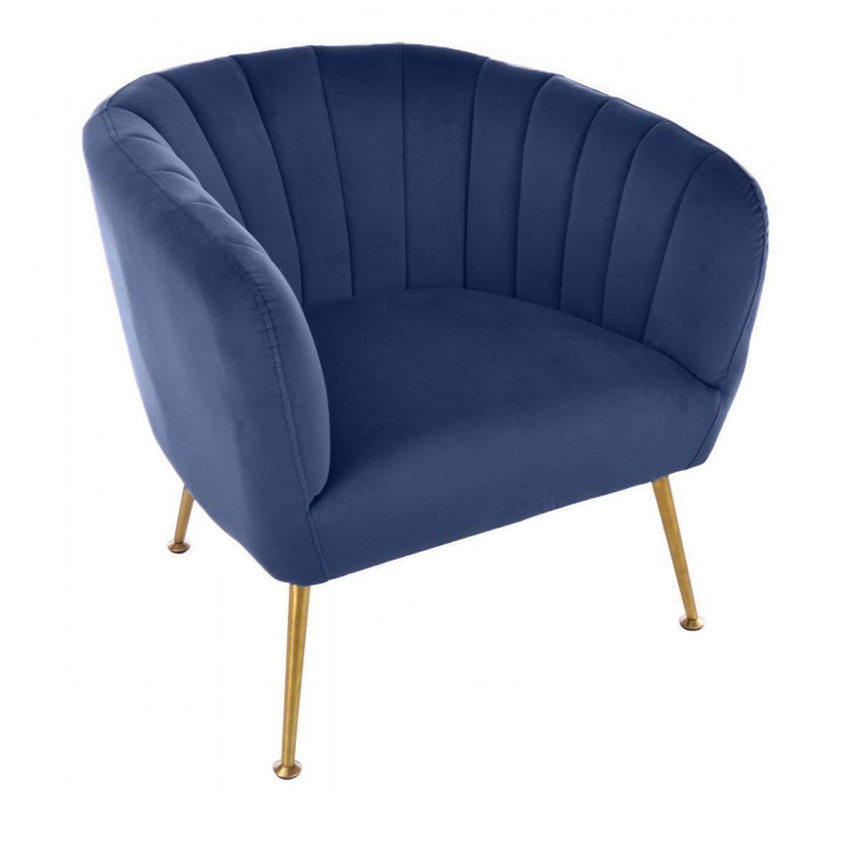 Navy Blue Velvet Tub Armchair Vinterior