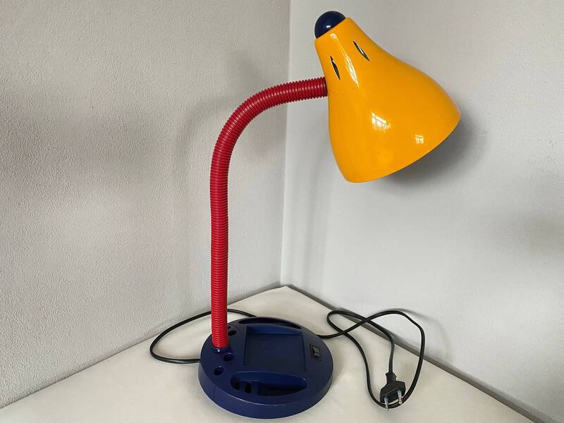 Postmodern Pop Art Table Lamp . Primary Colors Memphis Style Desk Lamp By Massive Belgium. Multicolor Yellow Red Blue Lamp