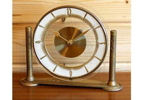 Vintage Bayard Mantel Clock   25cm French Metal Clock Retro Mid Century Desk Clock Off The Wall Clocks