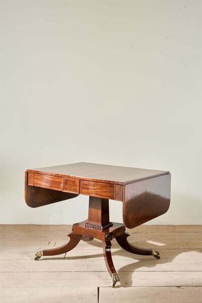 William IV Flame Mahogany Fold Down Sofa Table