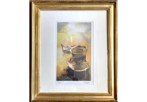Lithograph Of A Marine Painting Signed And Framed By Massagat
