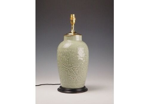 Antique Celadon Porcelain Table Lamp Elegance In Lighting