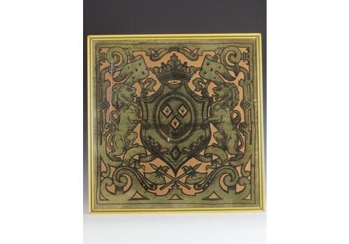 Authentic 19th Century Velvet Tapestry Featuring Coat Of Arms