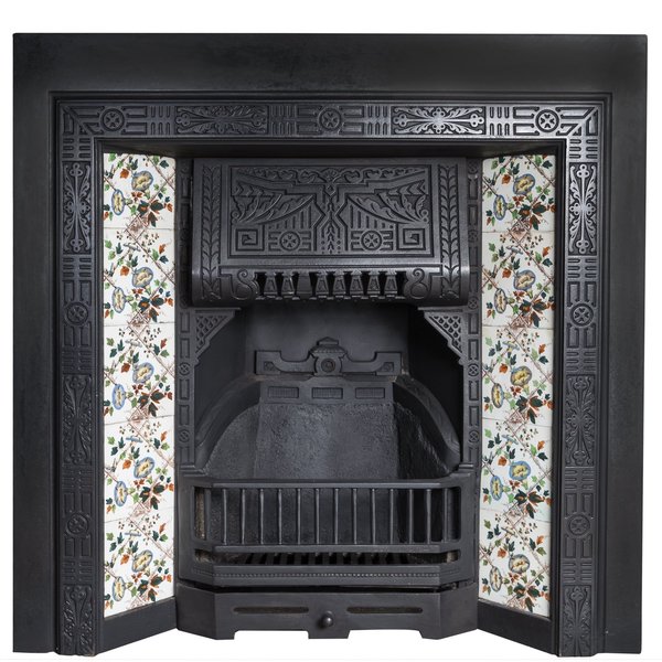Edwardian Cast Iron Tiled Fireplace Insert Vinterior