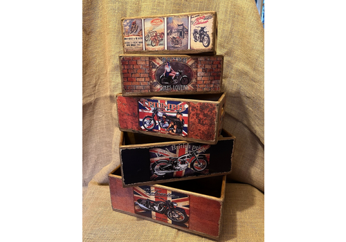 Set Of Five Motorcycle Storage Box Crate Made From Reclaimed Timber Sizes Vary