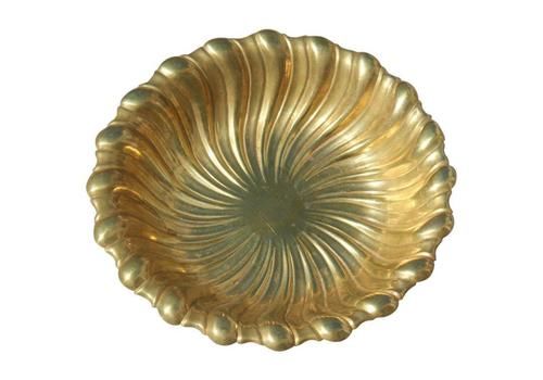 Round Brass Bowl Italian Design Classic Baroque Carved By Hand 1950 Gold